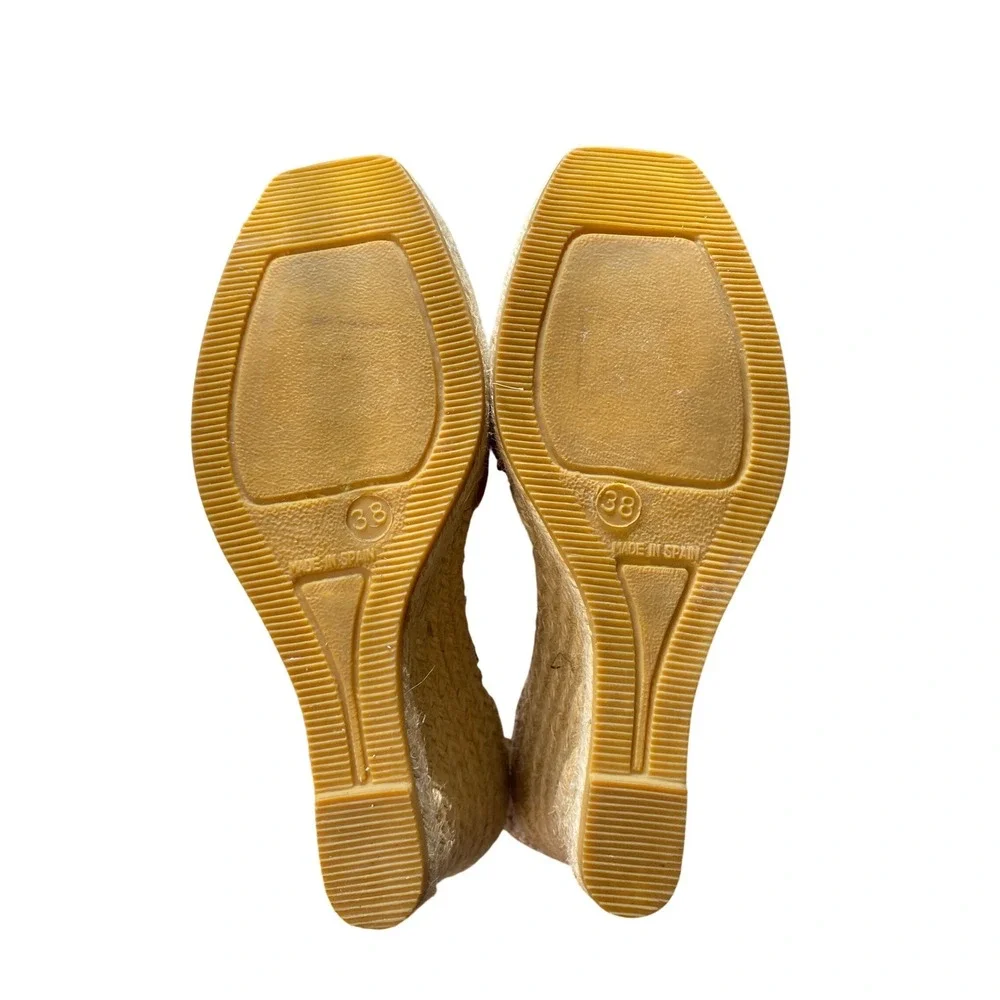 Vidorreta Tan Suede Peep Toe Espadrille Wedge Sandals Made‎ in Spain Size 38